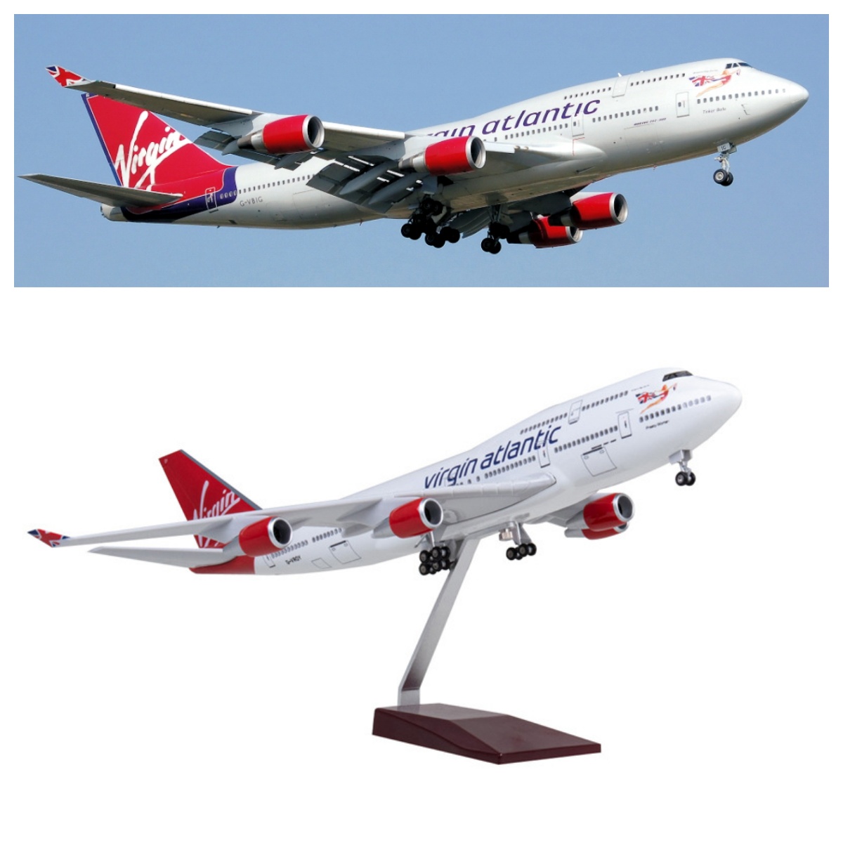 Model Airplane Plastic - 47cm Virgin Atlantic B747 Flugzeugmodell aus
