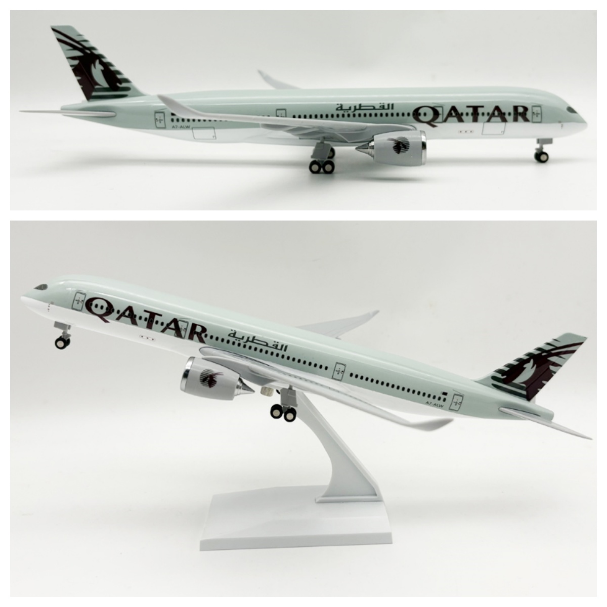 Model Airplane Plastic - 30CM Flugzeugmodell aus Druckguss-Harz, Qatar A350,