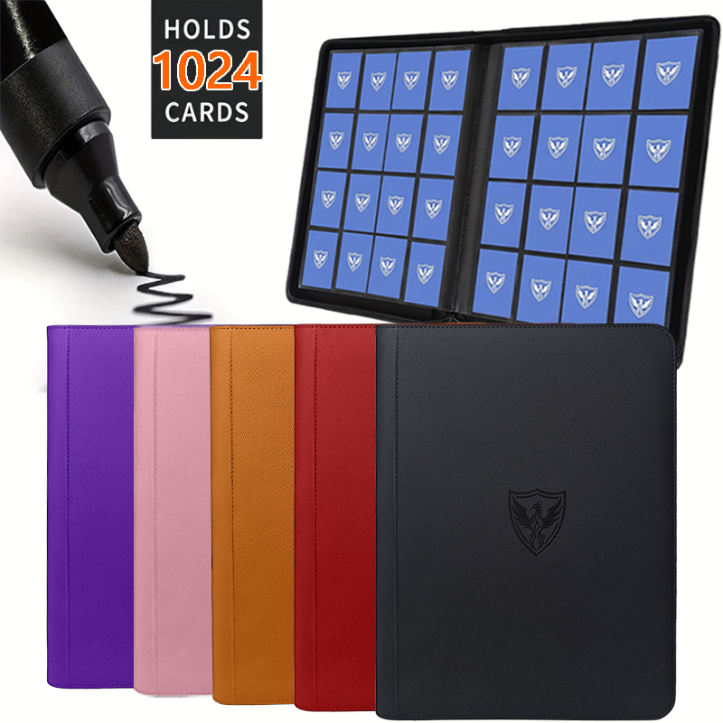 Trading Card Binder - Sammelkarten-Aufbewahrungsalbum, Premium-Kartenalbum, 1024-Taschen-Sammelkartenalbum, Premium 16-Taschen-Kartenordner, seitlich